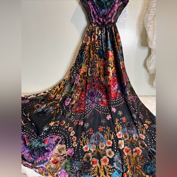 Free People Butterfly Wishes Burnout Velvet Maxi Dress XL - Picture 6 of 9
